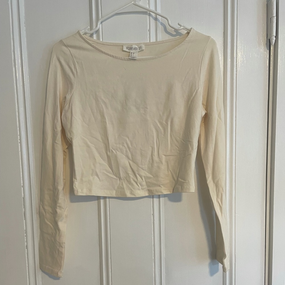 Off white long sleeve crop top